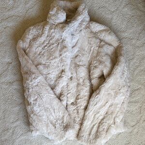 Jou Jou Cream Plush Faux Fur Teddy Jacket